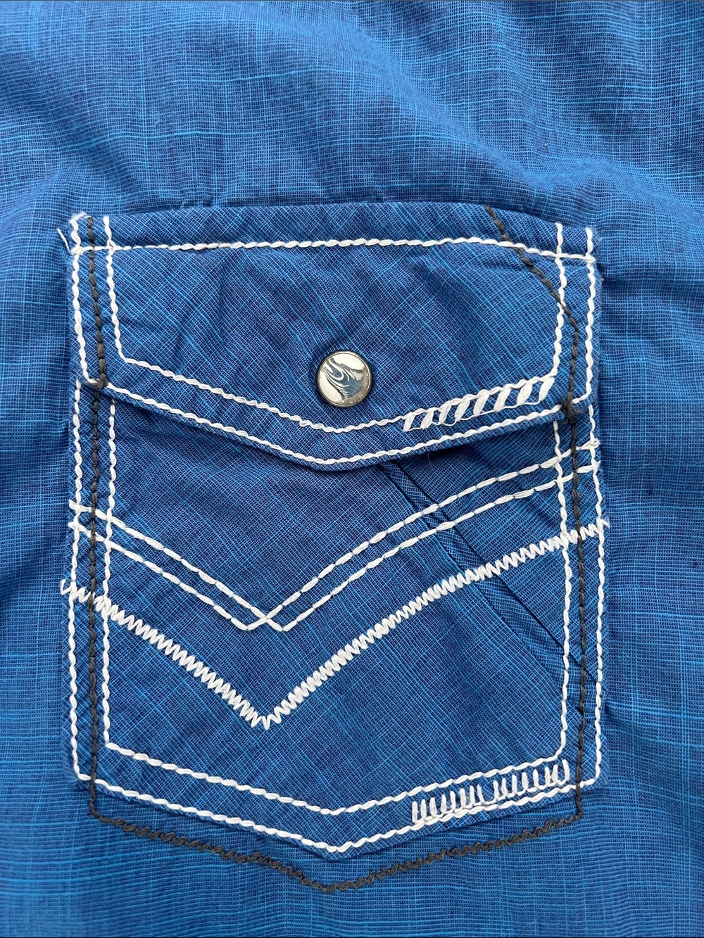 Buckle Black Athletic Fit Blue Western-Style Men's Button-Down Shirt - Size XL - Picture 4 of 14